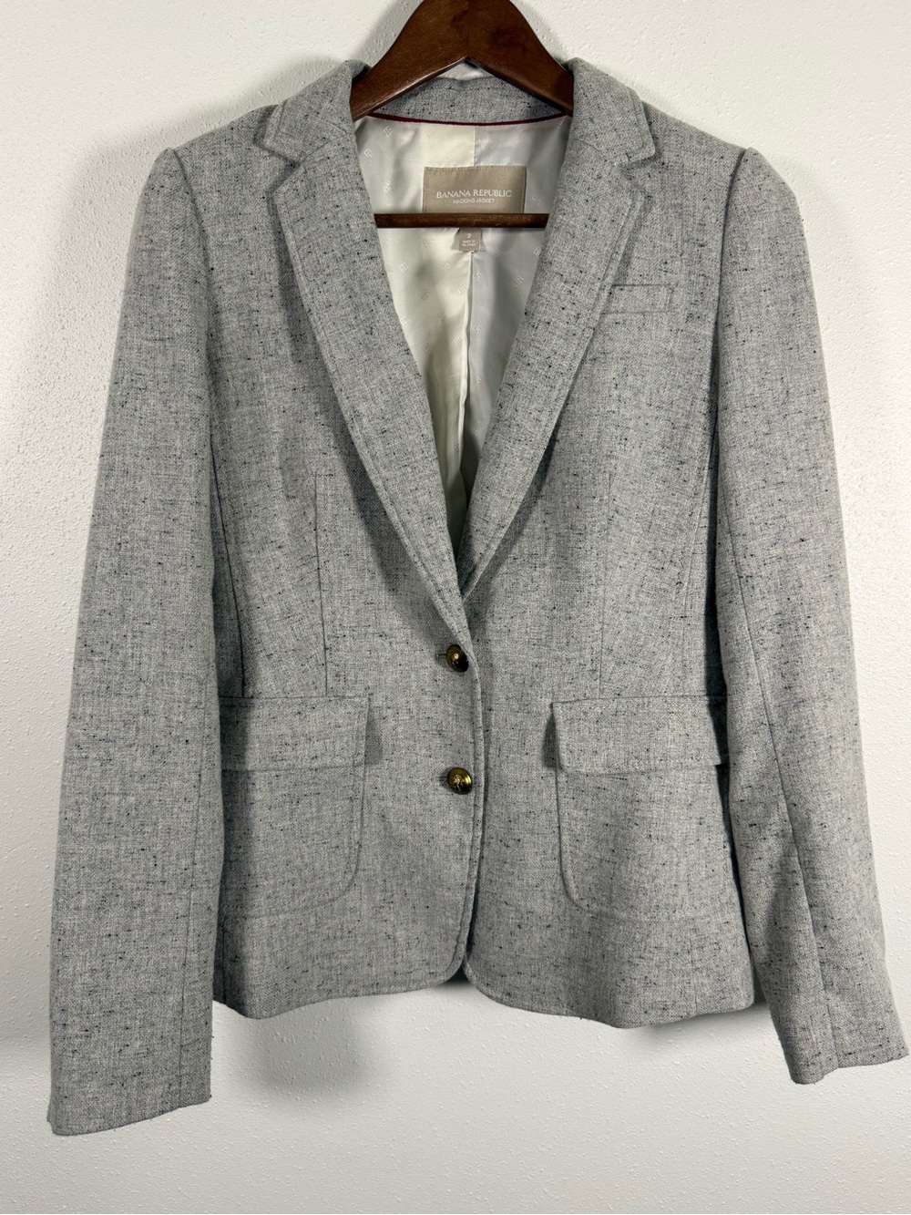Banana Republic Hacking Jacket Wool Blazer Gray Size 2 Equestrian